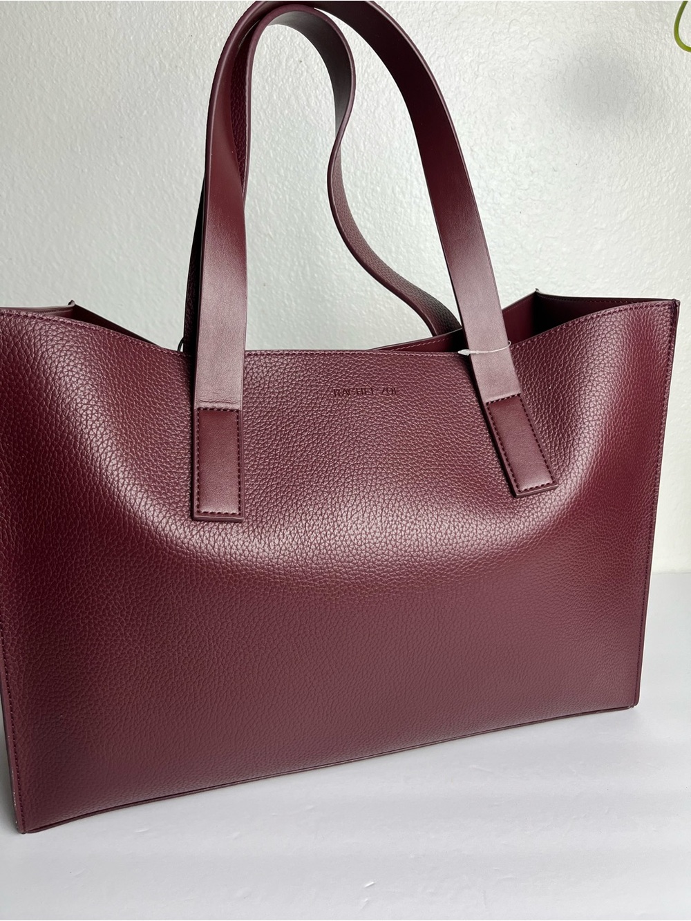 Rachel Zoe NWT Large Throw In Style Classic Women's Tote Bag in Burgundy Vegan